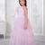 baby pink organza gown with floral print design