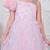 baby pink organza gown with floral print design