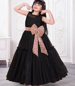 black net party gown with sequin bow for girls