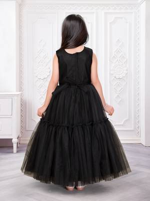black net party gown with sequin bow for girls 2