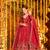Red silk embroidered Anarkali suit