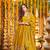 Yellow silk embroidered Anarkali suit