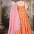 mustard yellow organza printed lehenga set with dupatta