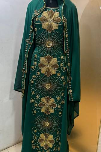 Emerald green - heavy beaded luxury farasha kaftan