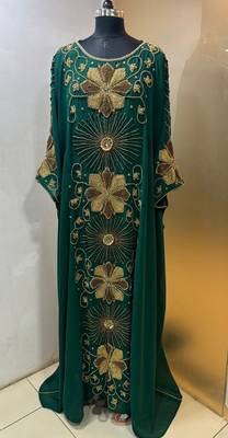 Emerald green - heavy beaded luxury farasha kaftan 2
