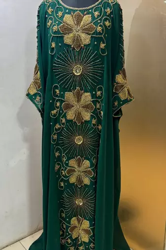 Emerald green - heavy beaded luxury farasha kaftan