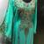 Sea green arabic fancy sleeves kaftan with heavy beading work