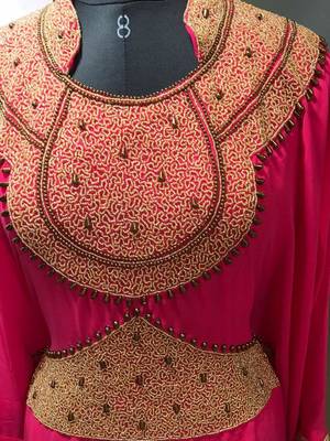 Pink gold work arabic jalabiya kaftan 3