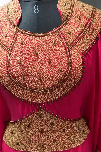 Pink gold work arabic jalabiya kaftan
