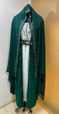 Emerald green velvet jacket designer moroccan takchita kaftan 1