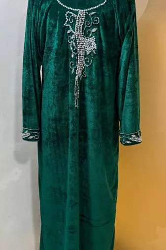 Emerald green velvet jacket designer moroccan takchita kaftan