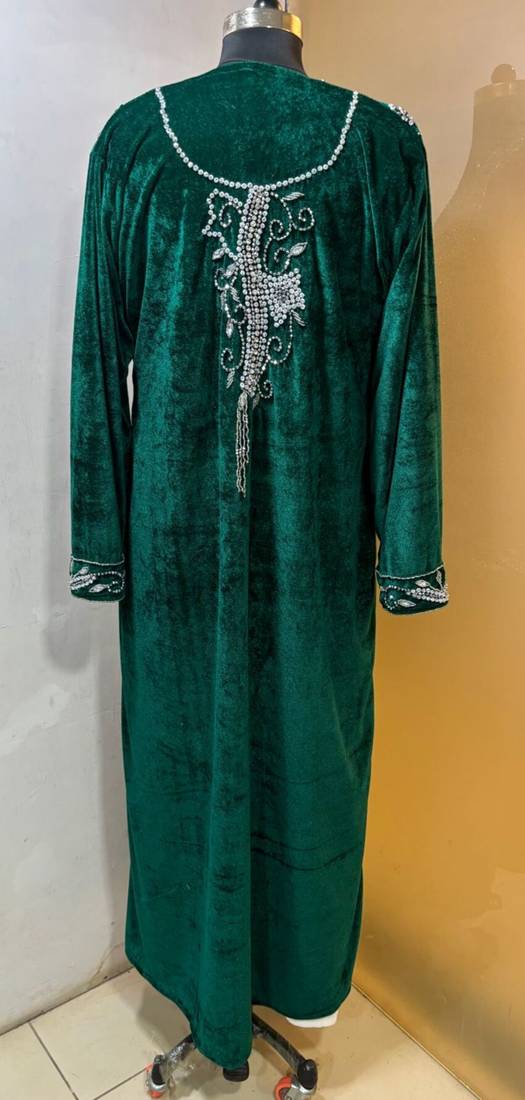 Emerald green velvet jacket designer moroccan takchita kaftan