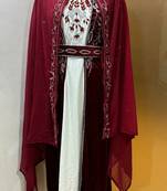 Maroon velvet jacket designer moroccan takchita kaftan