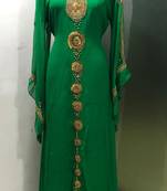 Green a line arabic gold work kaftan