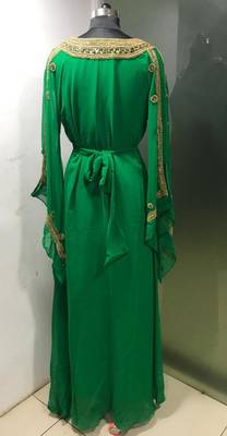 Green a line arabic gold work kaftan 3