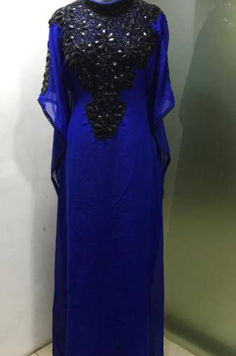 Royal blue fancy dubai black beaded farasha