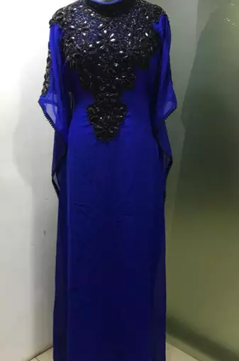 Royal blue fancy dubai black beaded farasha