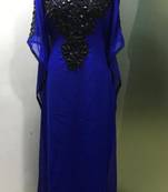 Royal blue fancy dubai black beaded farasha