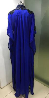 Royal blue fancy dubai black beaded farasha 4
