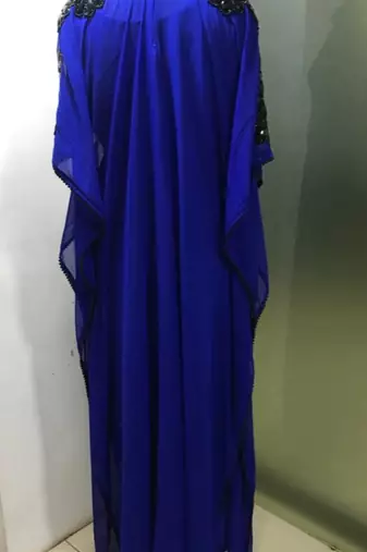 Royal blue fancy dubai black beaded farasha