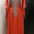 Orange heavy silver stone work arabic farasha kaftan