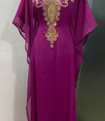 Magenta fancy gold beading work farasha kaftan