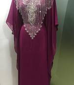 Wine fancy silver beaded farasha kaftan