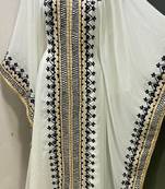 White arabic gold and white embroidery work jalabiya kaftan