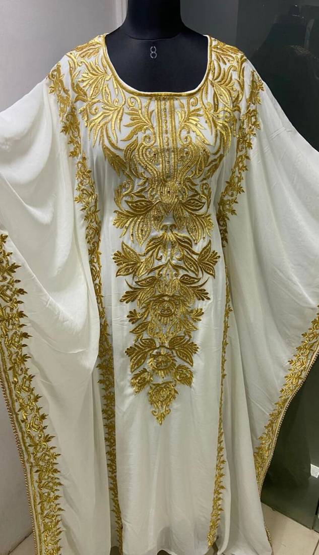 White designer ramadan special farasha kaftan