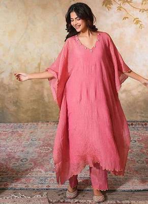 Pink tissue kaftan set 3