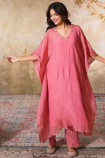 Pink tissue kaftan set