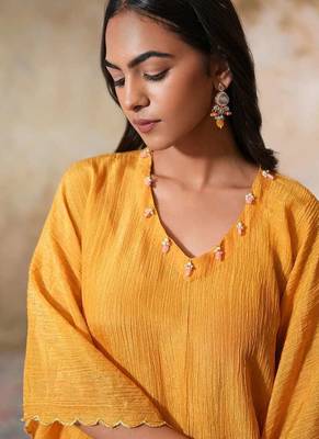 Yellow tissue kaftan set 2