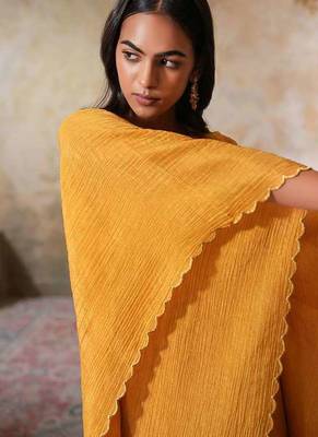 Yellow tissue kaftan set 4