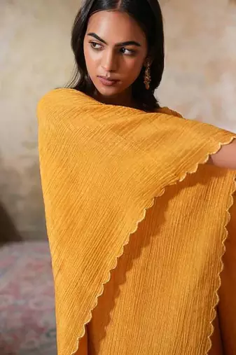 Yellow tissue kaftan set