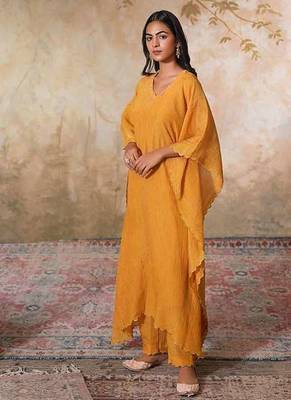 Yellow tissue kaftan set 5