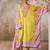 Yellow printed crepe kaftan set