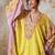 Yellow printed crepe kaftan set