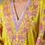 Yellow printed crepe kaftan set