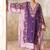 Purple printed crepe kaftan set