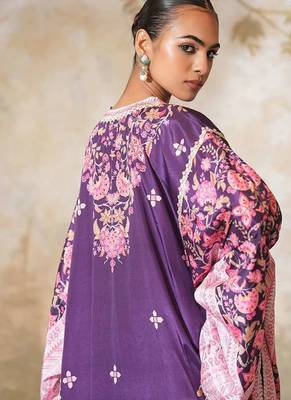 Purple printed crepe kaftan set 5
