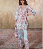 Blue printed crepe co ord set