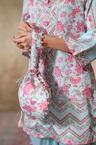 Blue printed crepe co ord set