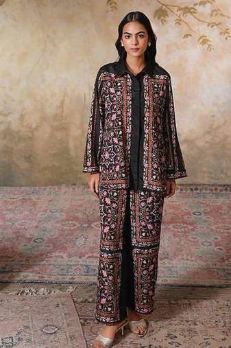 Black printed crepe co ord set