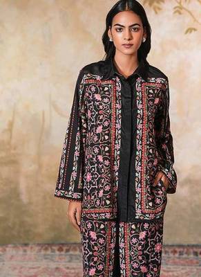 Black printed crepe co ord set 2