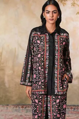 Black printed crepe co ord set