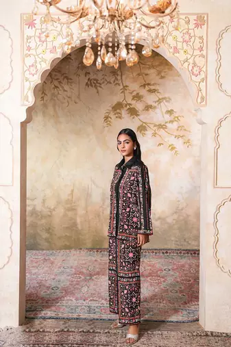 Black printed crepe co ord set