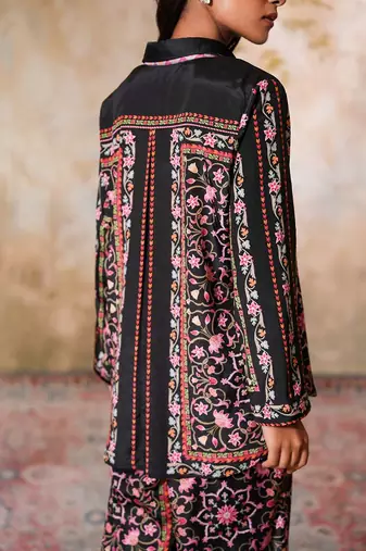 Black printed crepe co ord set