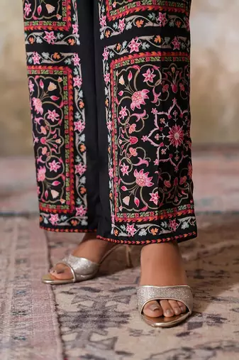 Black printed crepe co ord set