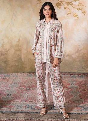 White printed crepe co ord set 1