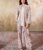 White printed crepe co ord set